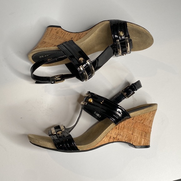 🍒ANNE KLEIN Iflex Black Sandals!!! Wedge Heel !!! - Picture 8 of 10
